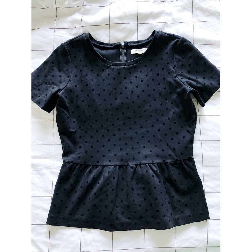Madewell Velvet Peplum Dot Top, S